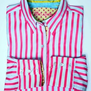 Robert Graham women's pink striped blouse sz 8